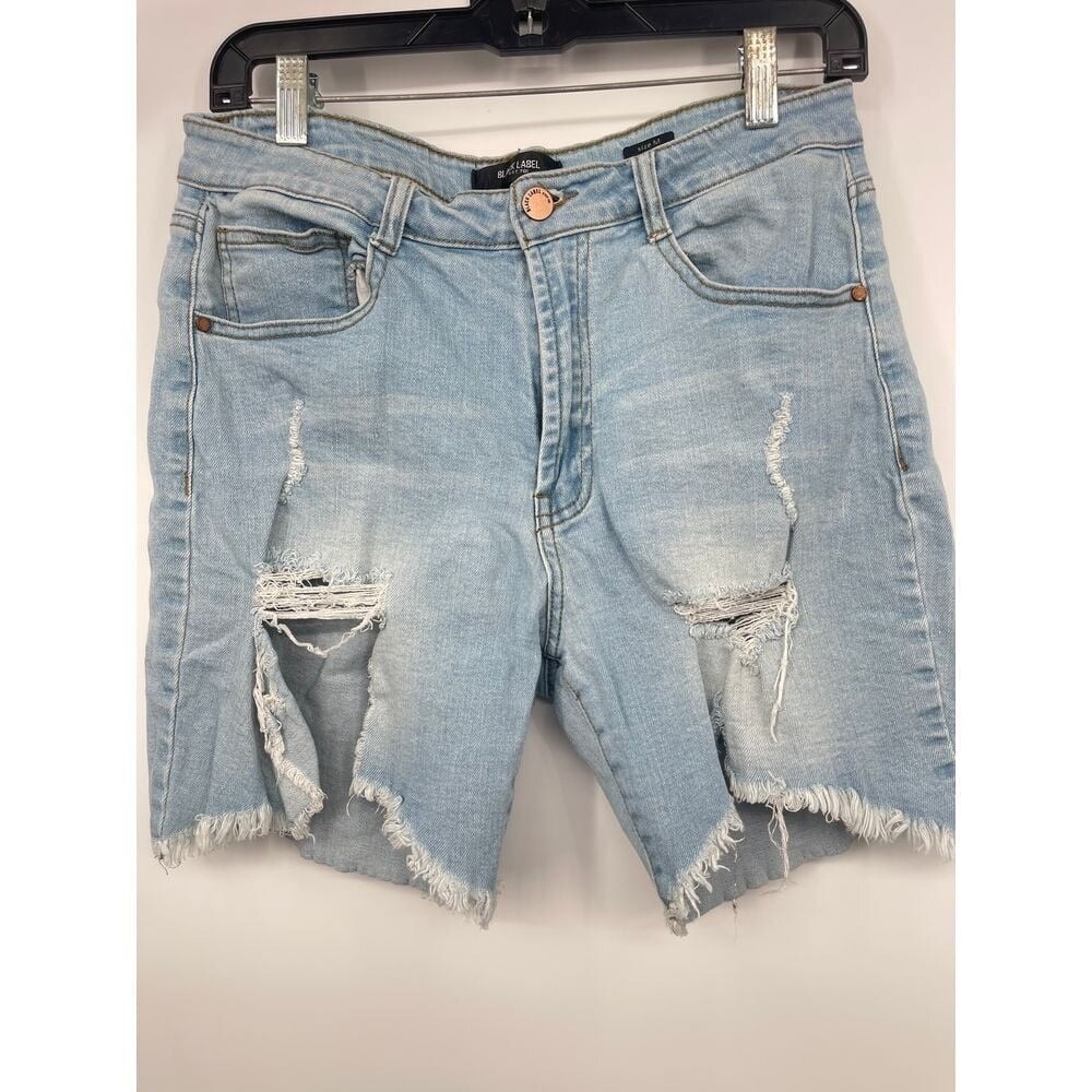 Black label size Medium Distressed Denim Jeans shorts Edgy Casual Style
